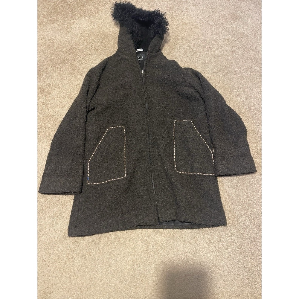 VTG Utex Design Women Black Grey Coat Jacket Zip Up Size Medium